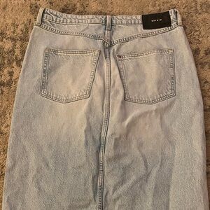 Denim Midi Skirt in Light Blue